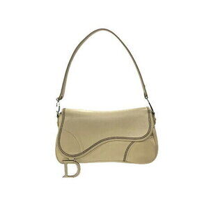 Christian Dior Saddle Hobo Shoulder Bag Beige Tan logo